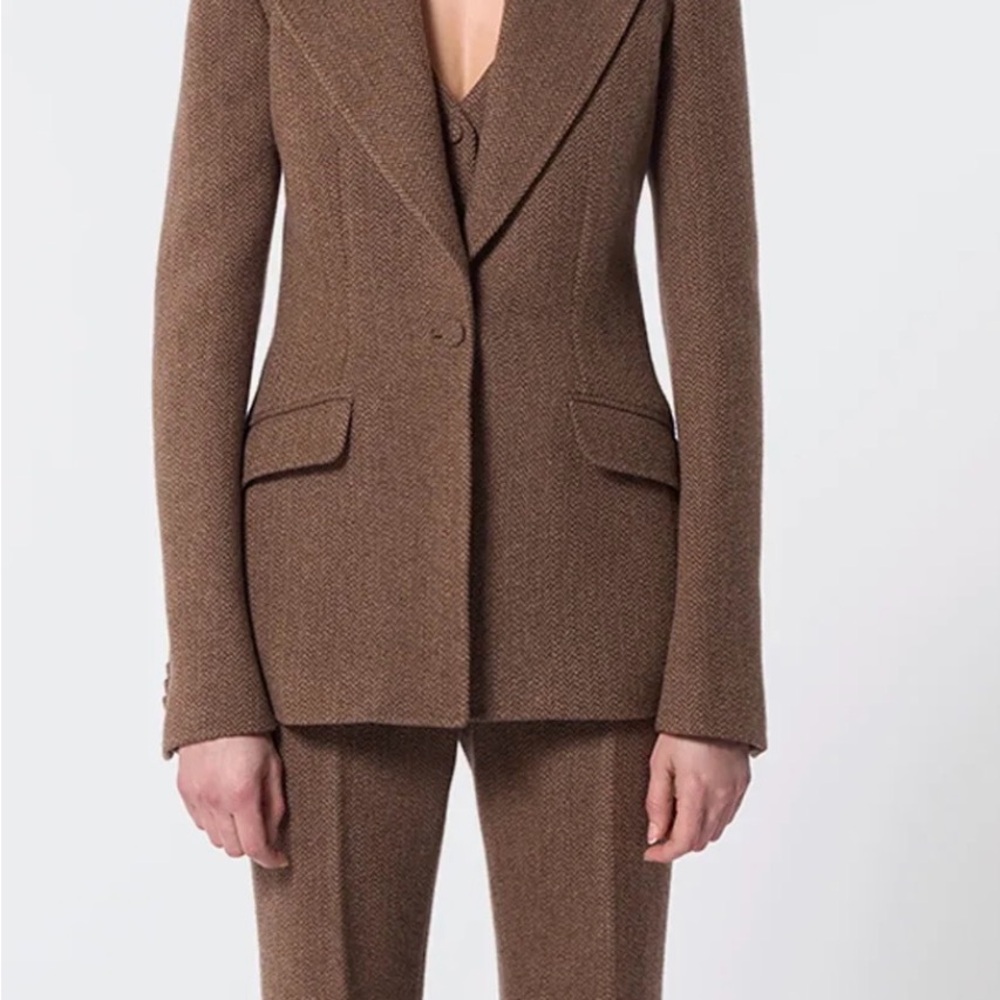 Gabriela Hearst Herringbone Leiva Tan Blazer